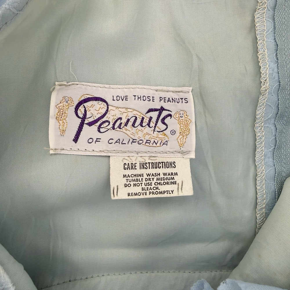 VTG 70s Peasant Dress Peanuts of California Baby Blue Eyelet Off Shoulder S - Picture 7 of 9